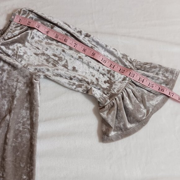 Beachllunchlounge, Crushed Velvet Peasant Top, X-S, Bell Sleeve, Ruffled, Boho - Picture 11 of 11